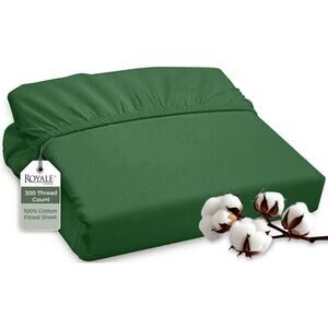 Royale Linens Fitted Sheet 300 Thread Count 100% Cotton Green OEKO-TEX